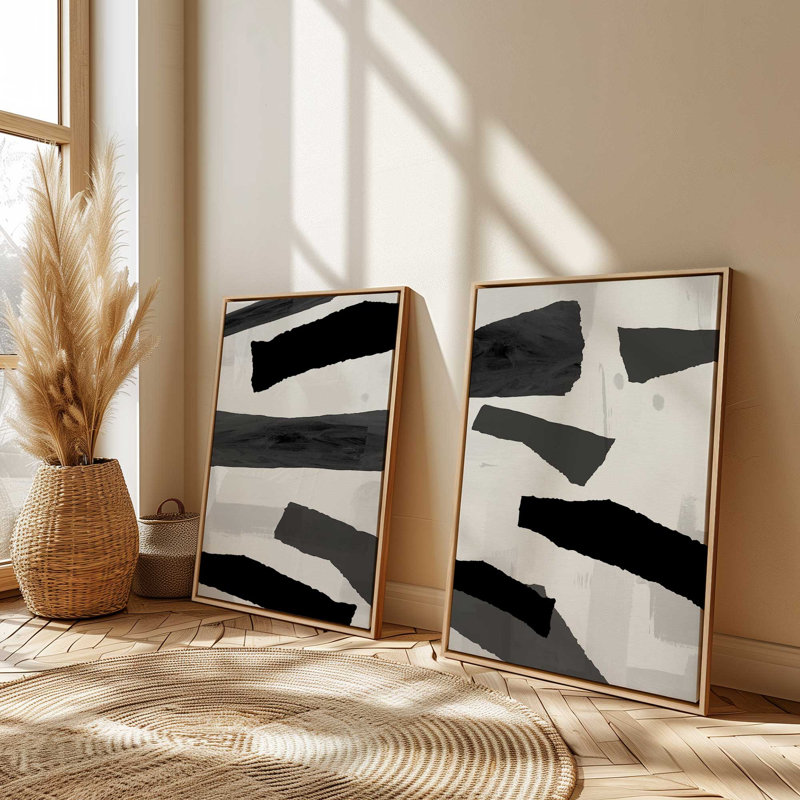 12 "X 8" Sable Layers, ensemble de 2 impressions sur toile dans un cadre en chrome poli, Érable américain encadré