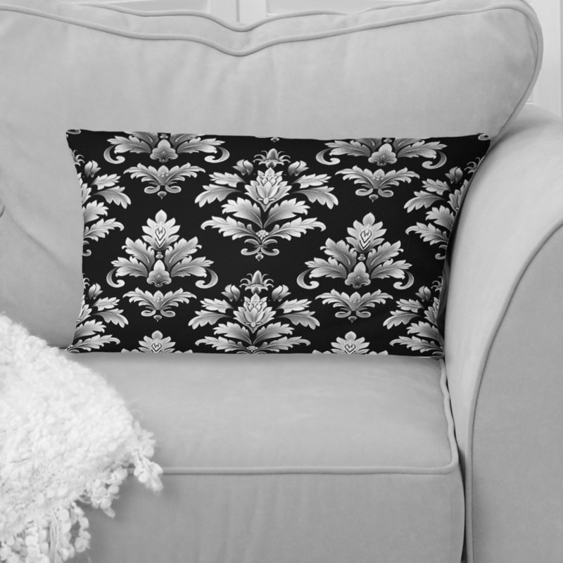Black Damask - Transitional Lumbar Pillow