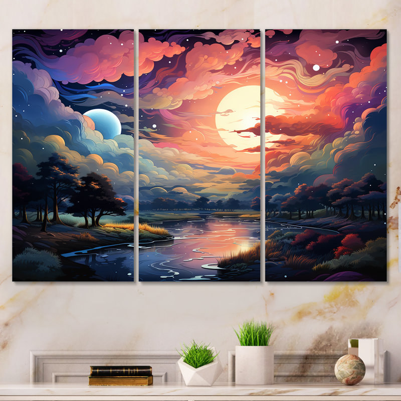«Horizon II», art mural arc-en-ciel panoramique, Toile tendue, H 28 po x l 36 po x P 1 po