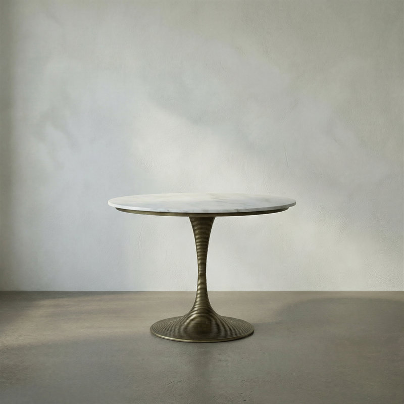 Table Joni 36 po, Laiton vieilli, Marbre Bianco Crown, 30"