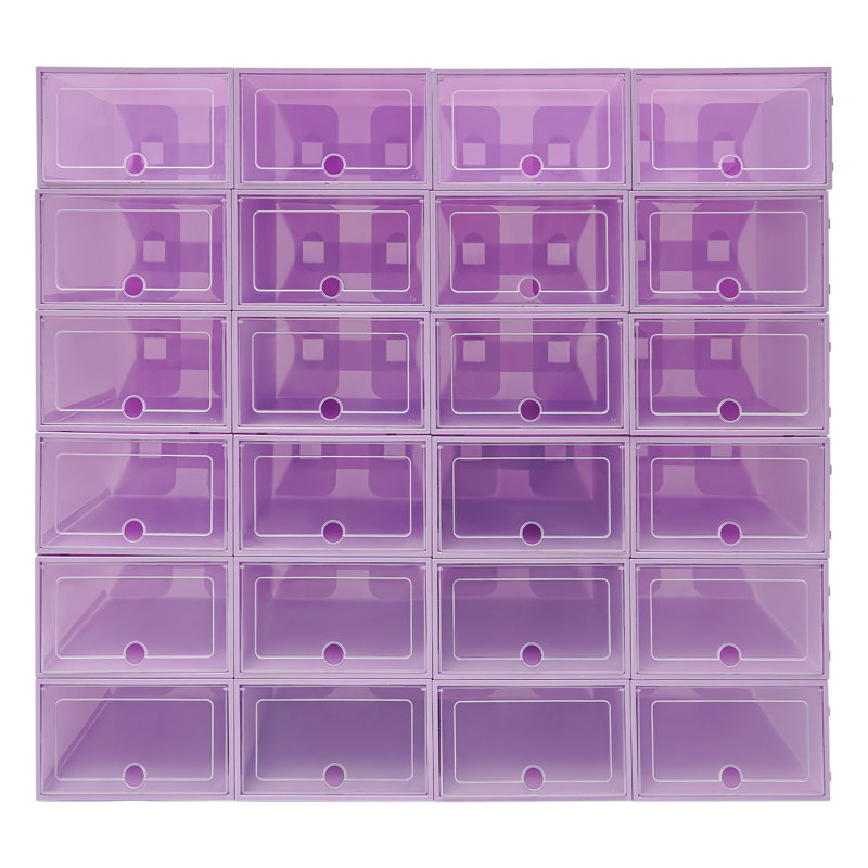 Boîte de rangement 24 paires de chaussures empilables (ensemble de 24), Mauve