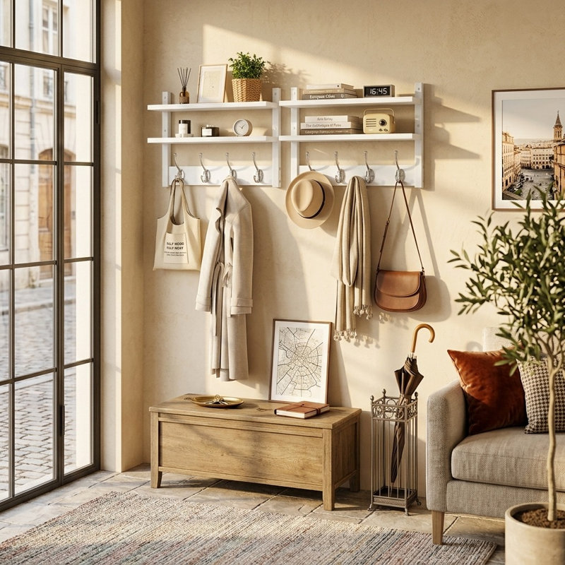 Solid Wood 8 - Hook Coat Rack