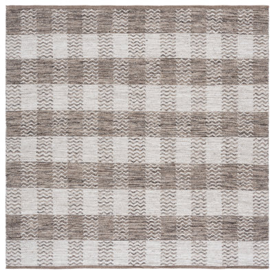 Tapis en laine / coton tissé à la main Vacaville gris clair / brun