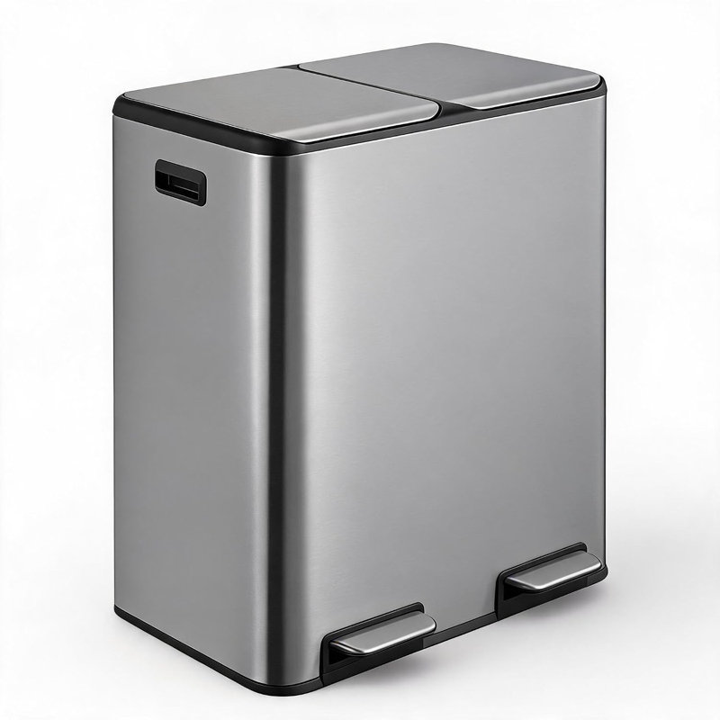 Poubelle à pédale de 60 litres en acier inoxydable brossé