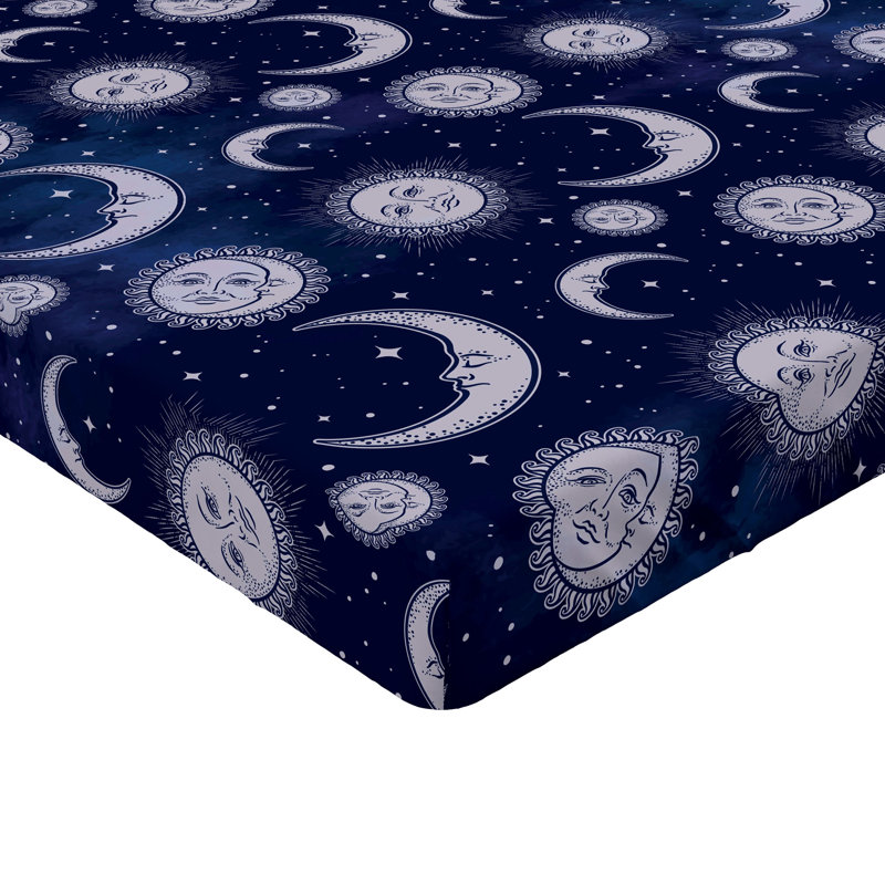 Drap-housse Ambesonne Boho Astrology Sun and Moon Art bleu pâle et indigo, Drap-housse grand
