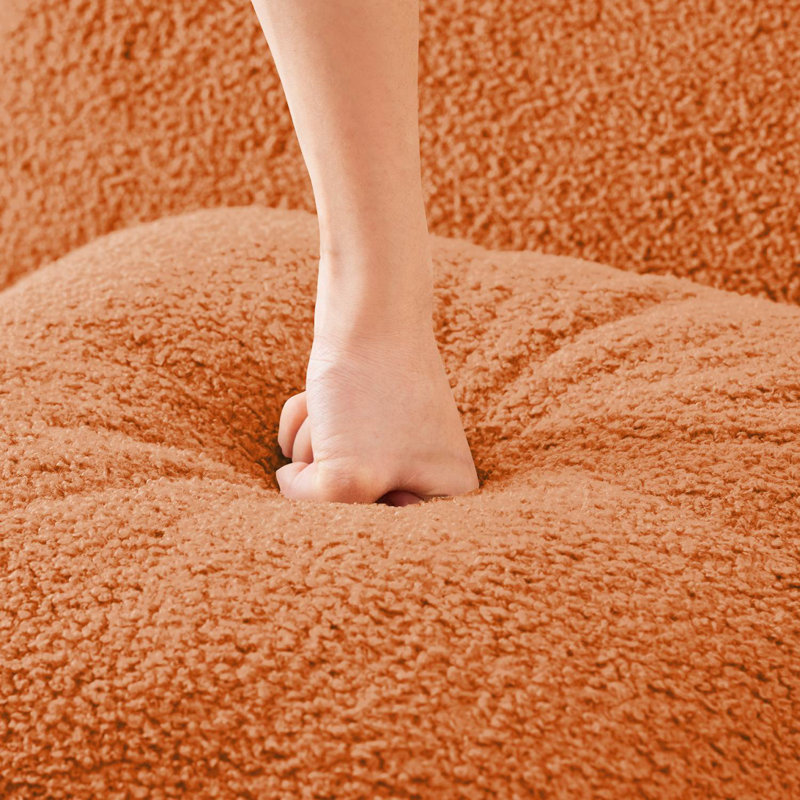 Canapé en L doux avec repose-pieds en L, Orange