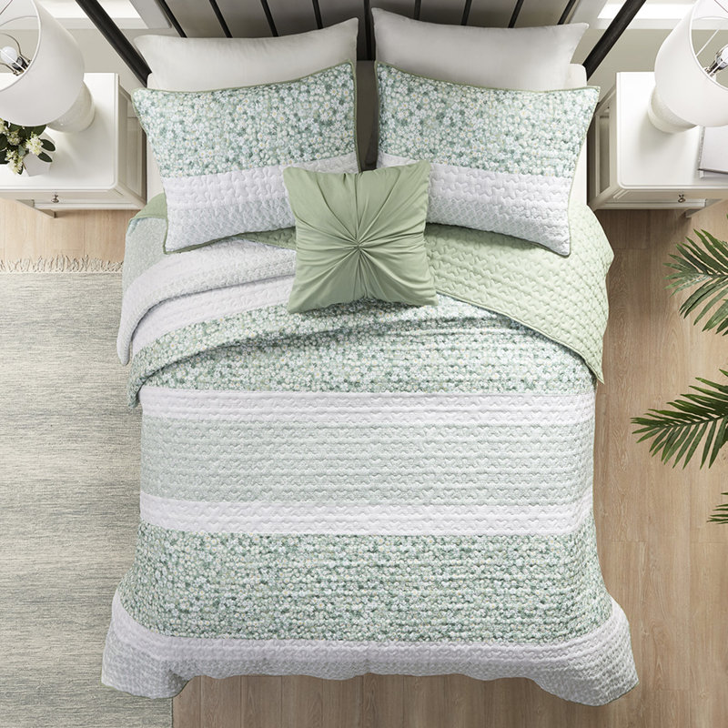 Courtepointe très grand / très grand lit - Shabby Chic, style Vermicelli Stitch Chic, 100% seersucker