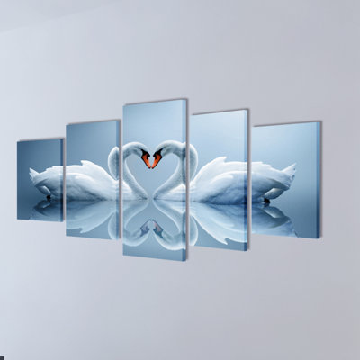 Swan - 5 Piece No Frame Print on Canvas