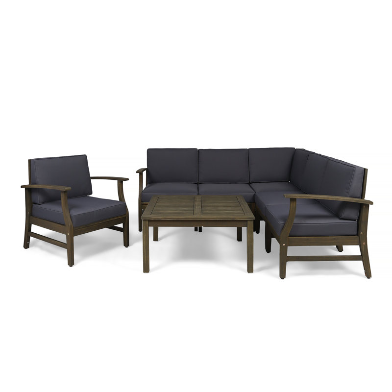 Ensemble de conversation modulaire avec coussins 7 pièces Gianni, Gris