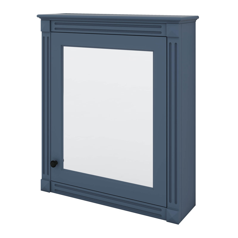 Armoire de rangement murale de salle de bain avec miroir, armoire à pharmacie avec tablette réglable, Bleu