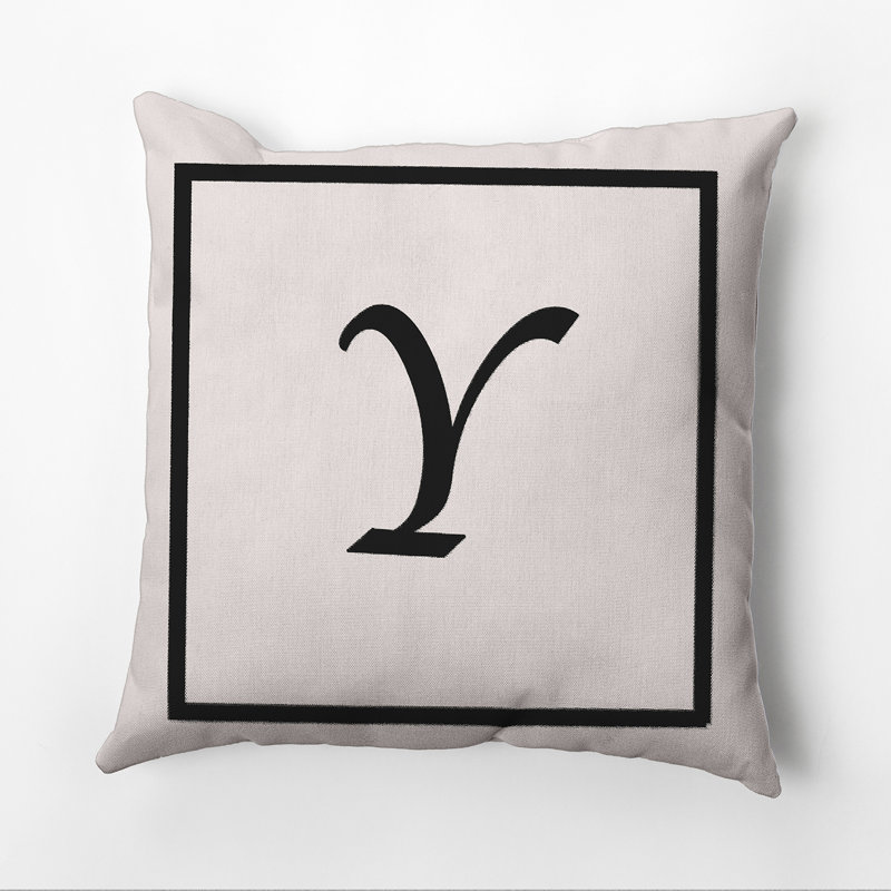 Reversible Throw Pillow, 16"x16", Flax/Black, Y