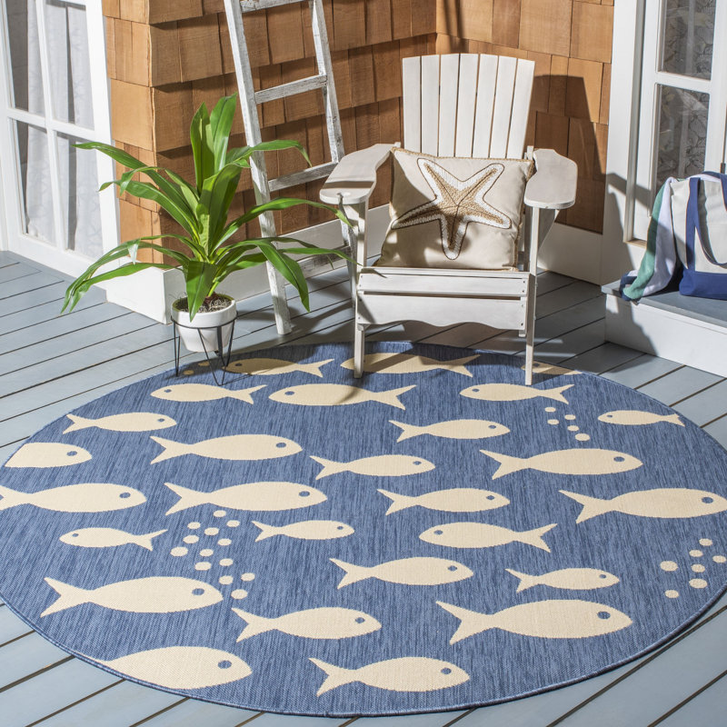 Torquay Performance Indoor/Outdoor Area Rug, Round 4'