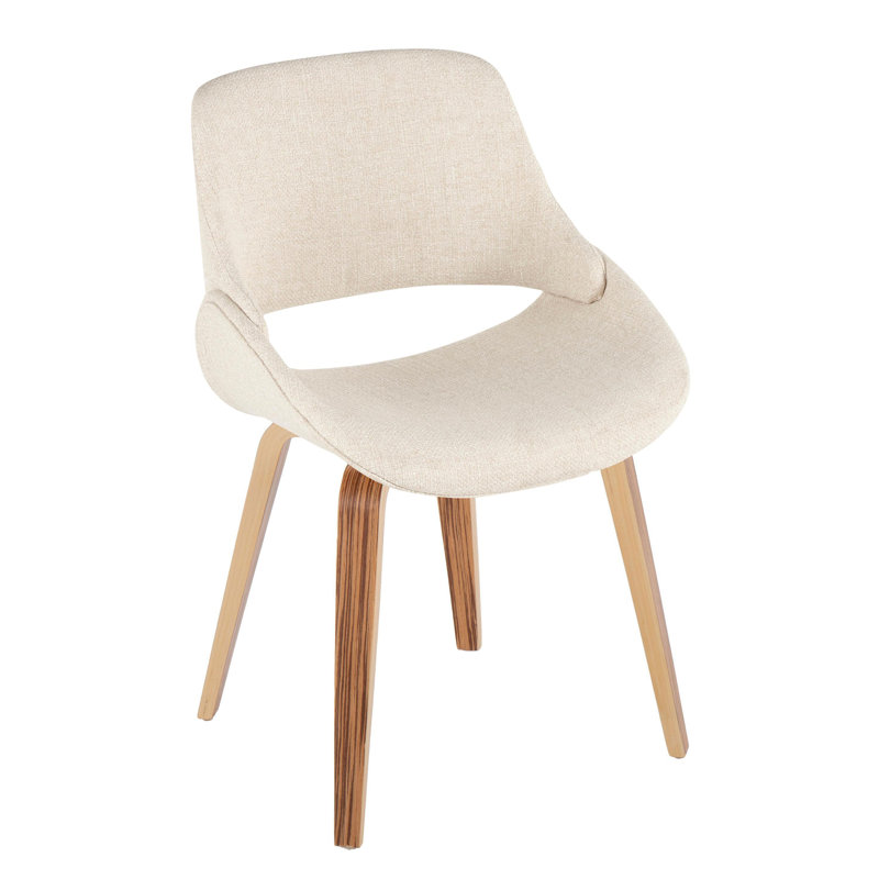 Chaise de salle à manger Mid-Century, Crème, Zèbre