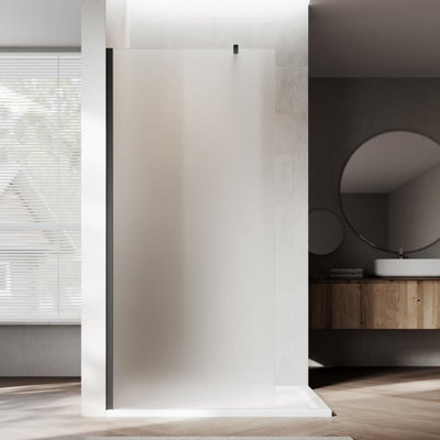 34”W*72”H Frameless Shower Screen with 8mm Frosted Glass, Easy to Clean