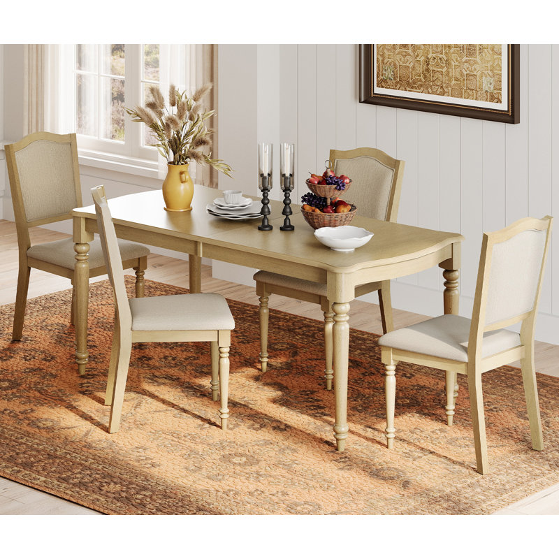 5 Piece Dining Table Set - Includes One Dining Table, 4 Wood Dining Chairs, Farmhouse Dining Set, Oak