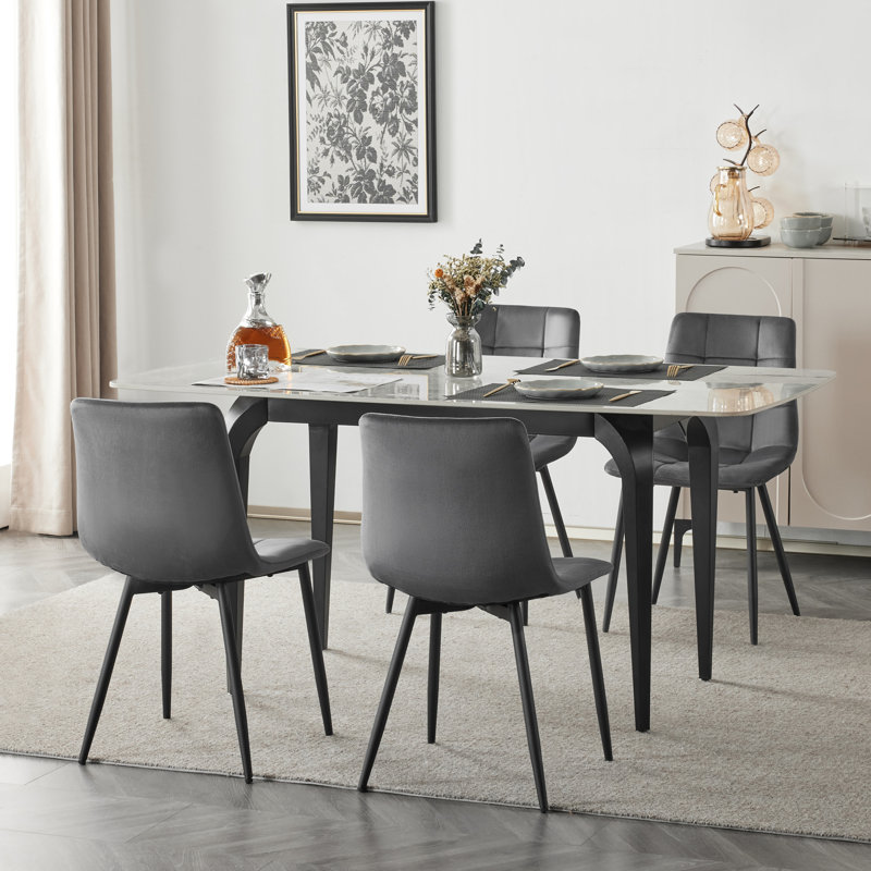 Amatrudo 44.5cm H Velvet Upholstered Side Chair, Grey
