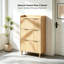 Armoire à chaussures 3 tiroirs avec grille supérieure, panneaux de porte en panneau de fibres à densité moyenne thermoformés, coutures et poignées de porte dorées champagne, pieds en bois massif conique-792004892
