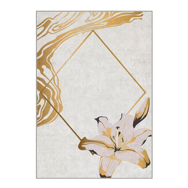Stylish Woven Area Rug, 4.6 x 7.2 Feet, 100% Polyester, 740 g/m² | Non-Slip Felt Dot Underside, Easy to Clean, Machine Washable at 86°F | Perfect for Living Room, Bedroom, and Dining Areas, Durable & Elegant Design