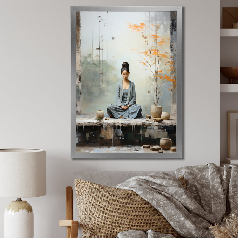 Yoga serein zen pastel II, Argent, H 32 po x l 24 po x P 1 po