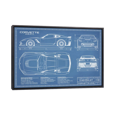 Corvette (C7) Z06 Blueprint - reproduction de dessin sur toile