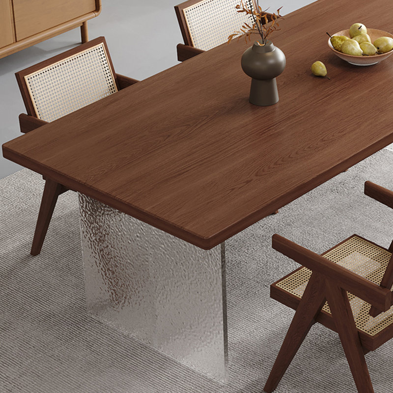 Modern Durable Oak Solid Acrylic Large Table, 29.52"H x 55.11"L x 27.55"W