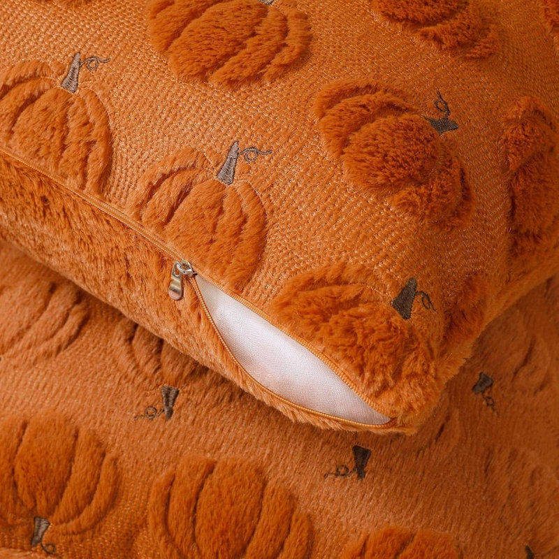 Housses de coussin décoratives d'automne 16x16, ensemble de 2, motif citrouille double face, Carré 16 po
