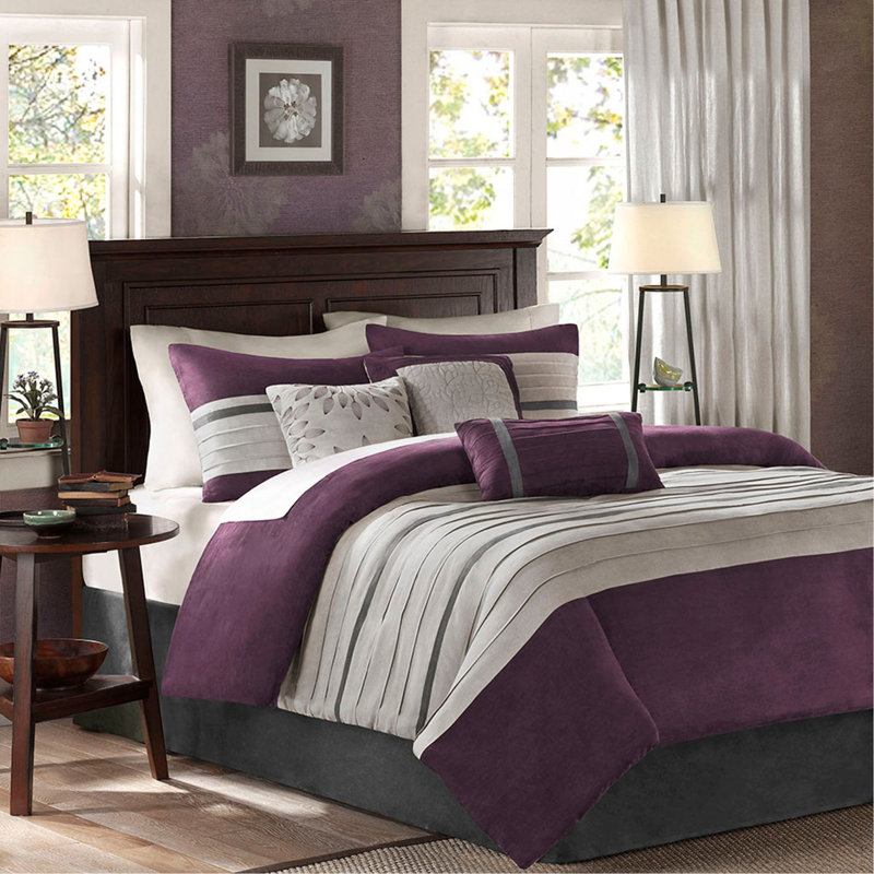 Ensemble d'édredon 7 pièces, Édredon de très grande taille et 6 pièces suppl, Mauve