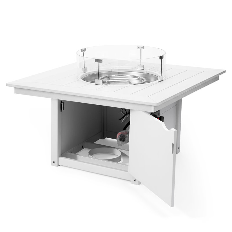 Square 42" Fire Pit Table, 31.25" H x 42.25" W x 42.25" D, White