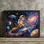 Art noir fantaisiste, astronaute, fantaisie, art mural rétro-104974451