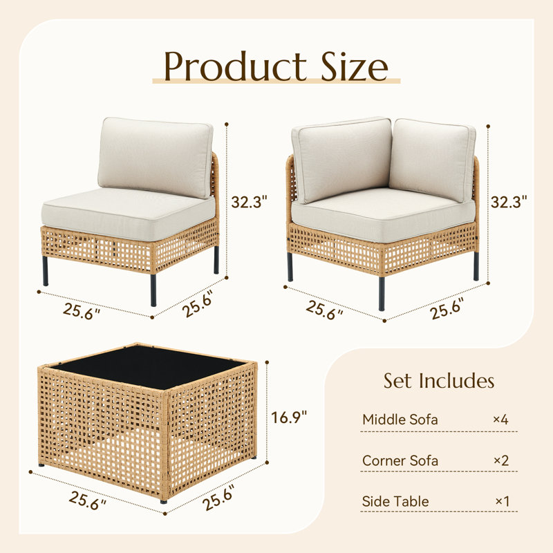 Ensemble de conversation modulaire 7 pièces Boho