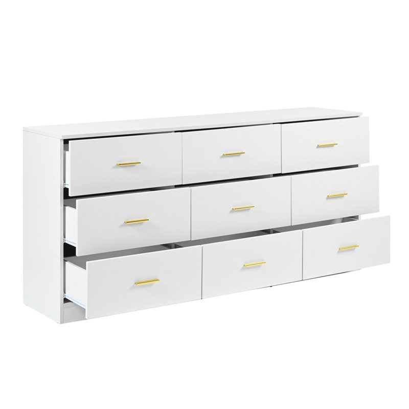 Commode moderne à 9 tiroirs pour la chambre à coucher - Vaste commode avec rangement, robuste et sécuritaire