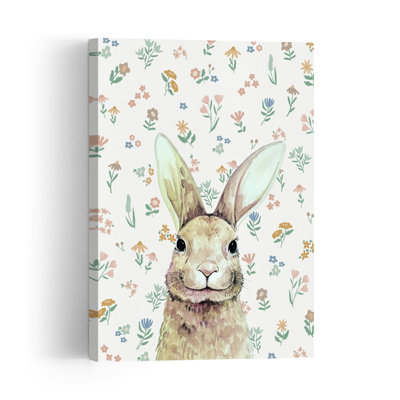 «Happy Flower Bunny», reproduction d'art fantaisiste de lapin, art mural contemporain