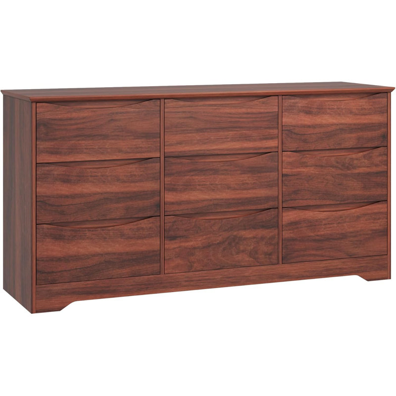 Commode en bois avec 9 tiroirs, grand placard moderne avec rangement profond, grande commode avec plateau large, commode de rangement longue pour chambre à coucher, salon, couloir, chambre d'enfant