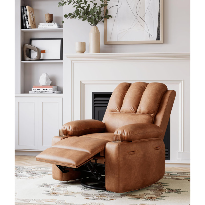 Fauteuil inclinable électrique de 37,4 po avec chauffage et massage, fauteuil inclinable berçant de 26,8 po avec porte-gobelets