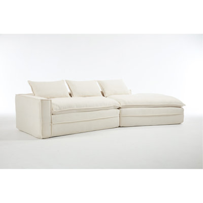 Modern Minimalist Modular Sectional Sofa,   Upholstered Cloud Couch With Deep Seats, Right Facing Chaise For Living Room-White