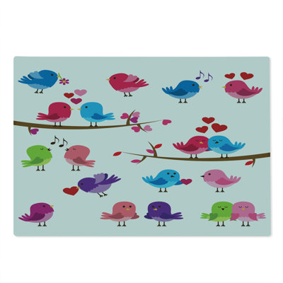 Ambesonne Kissing Cutting Board Large Size Colorful Birds Love Pattern Multicolor