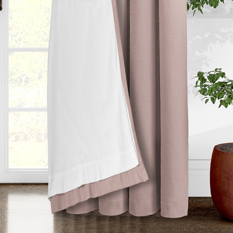 Elsie Linen Look Pinch Pleat Drapery Panels Pair, French Pink, 20"W x 108"L
