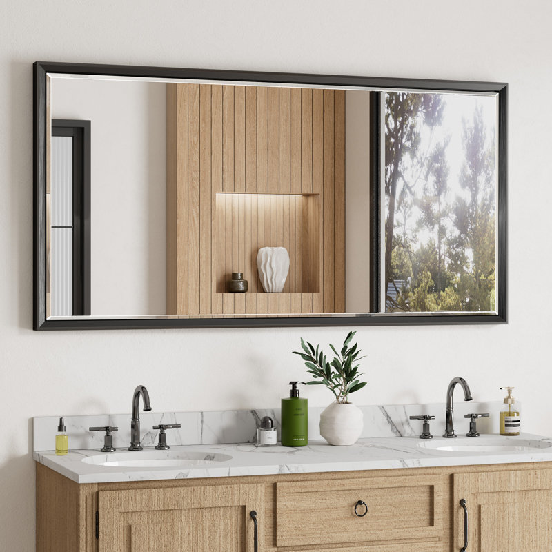 Miroir de salle de bain mural Lohoski, Noir, 24 po x 48 po