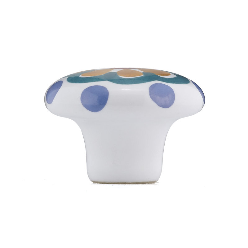 Expression 1 7/16" Diameter Mushroom Knob, Orange Flower