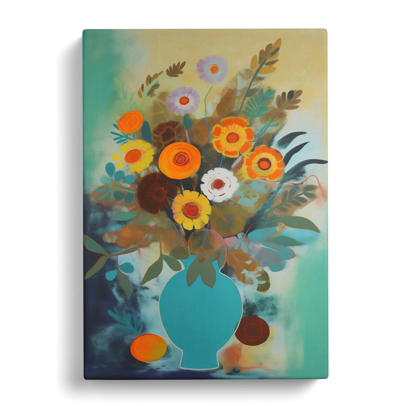 CAN-V0523-1504X Mid Century Modern Flowers Vol.4 - Wrapped Canvas Print, 50cm H x 35cm W x 3cm D
