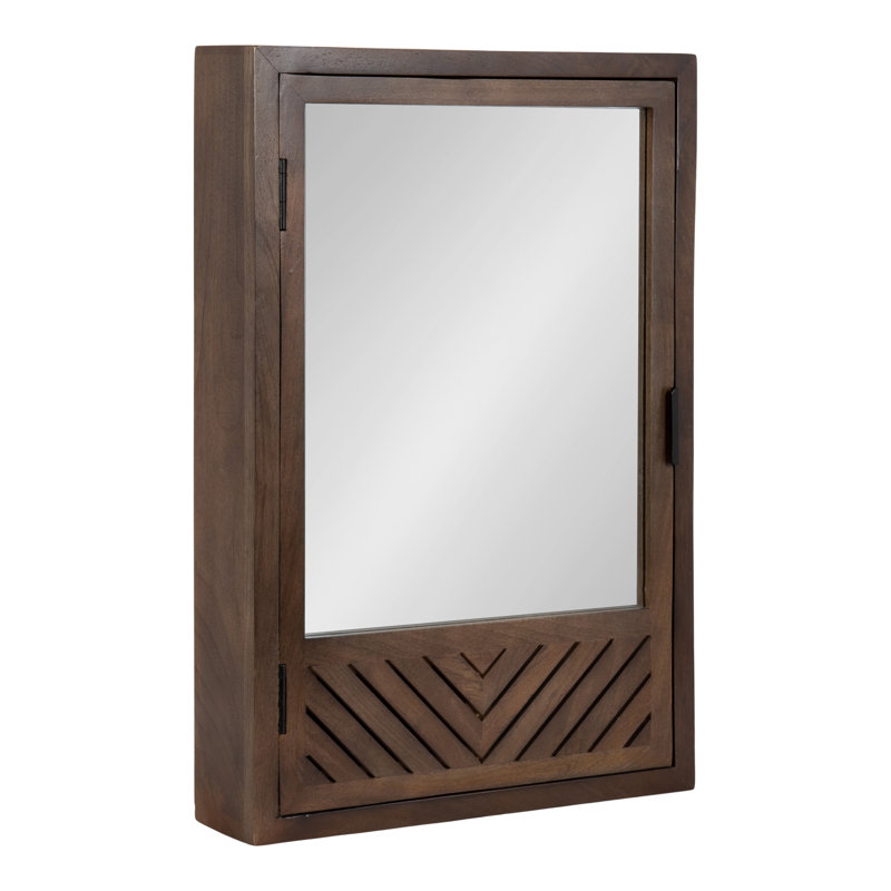 Armoire à pharmacie rectangulaire en bois avec miroir, Brun