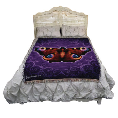 Couverture à motif de paon en damas Pure Country Weavers par Brigid Ashwood