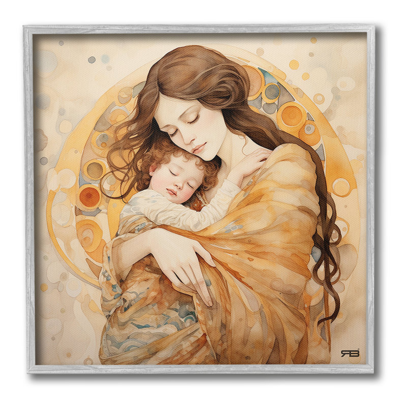 Giclée traditionnelle mère et enfant ArtbyRB, Giclée encadrée noir minuit, H 12 po x l 12 po