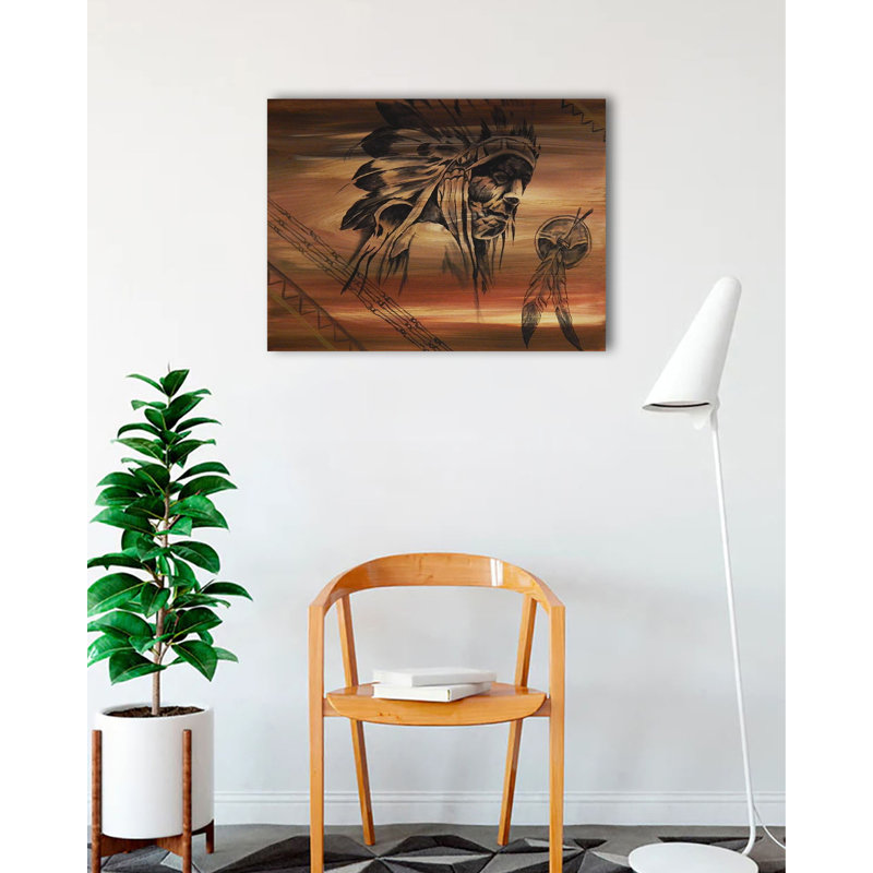 «Indian Chief» par Ed Capeau, reproduction d'art sur toile tendue, H 24 po x l 32 po x P 1,5 po