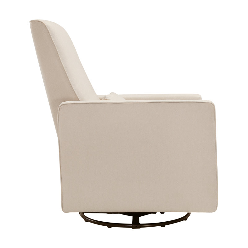 Navy Swivel Recliner with Plush Pop-Up Leg Rest and Metal Frame
