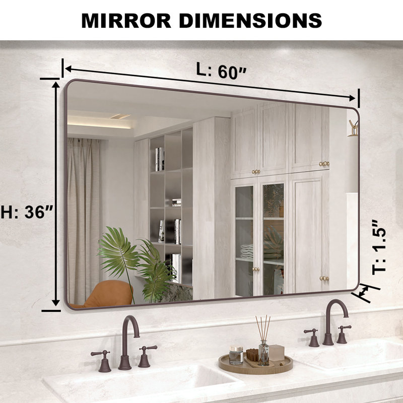 Vista 60 in. W x 36 in. H Rectangular Framed Wall Bathroom Vanity Mirror in Oil Rubbed Bronze, Oil Rubbed Bronze, 36" x 60"