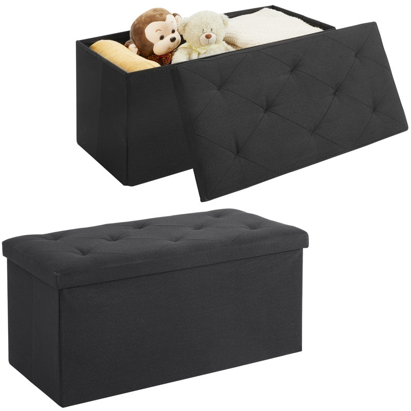 Benita Upholstered Ottoman, Black Polyester Blend