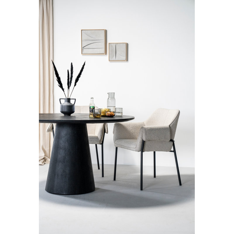 Aron Round Black Mango Wood Pedestal Dining Table