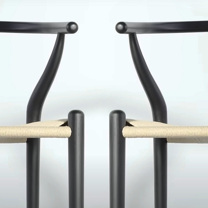 Tabouret de comptoir Wishbone noir, Noir