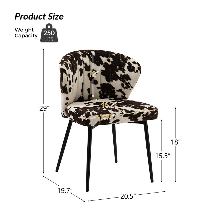 Leona 29"H Modern Velvet Accent Chair with Tufted Back, Cowhide Polyester